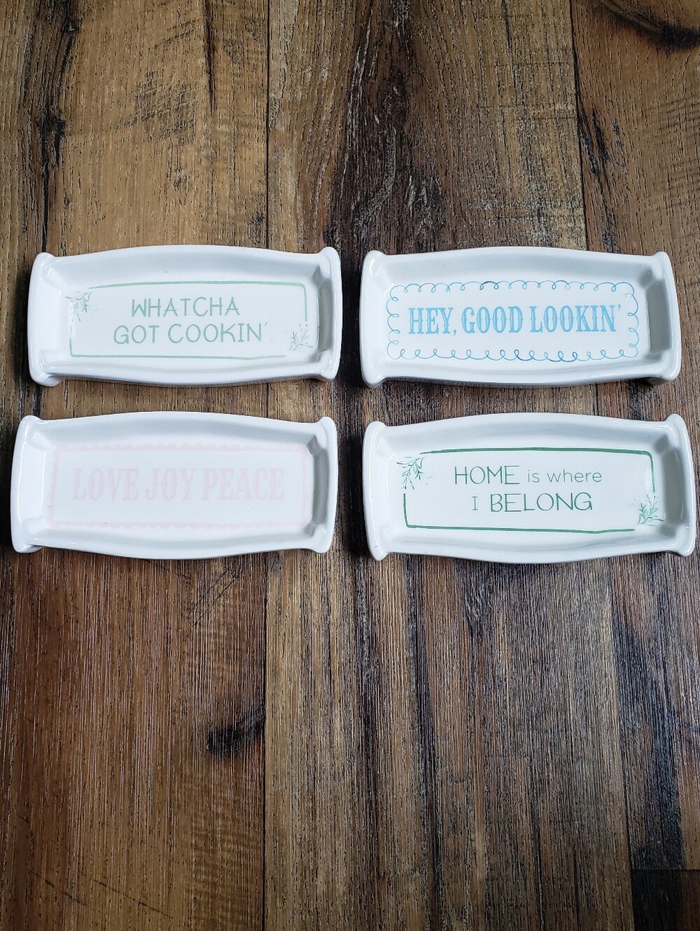 Set of 4 Holly Williams Ceramic Trinket Trays with Phrases